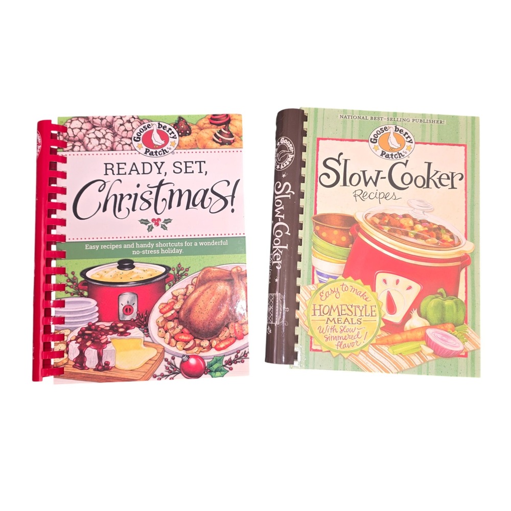 Gooseberry Patch Cookbook Lot Ready Set Christmas & Slow-Cooker Recipes Spiral